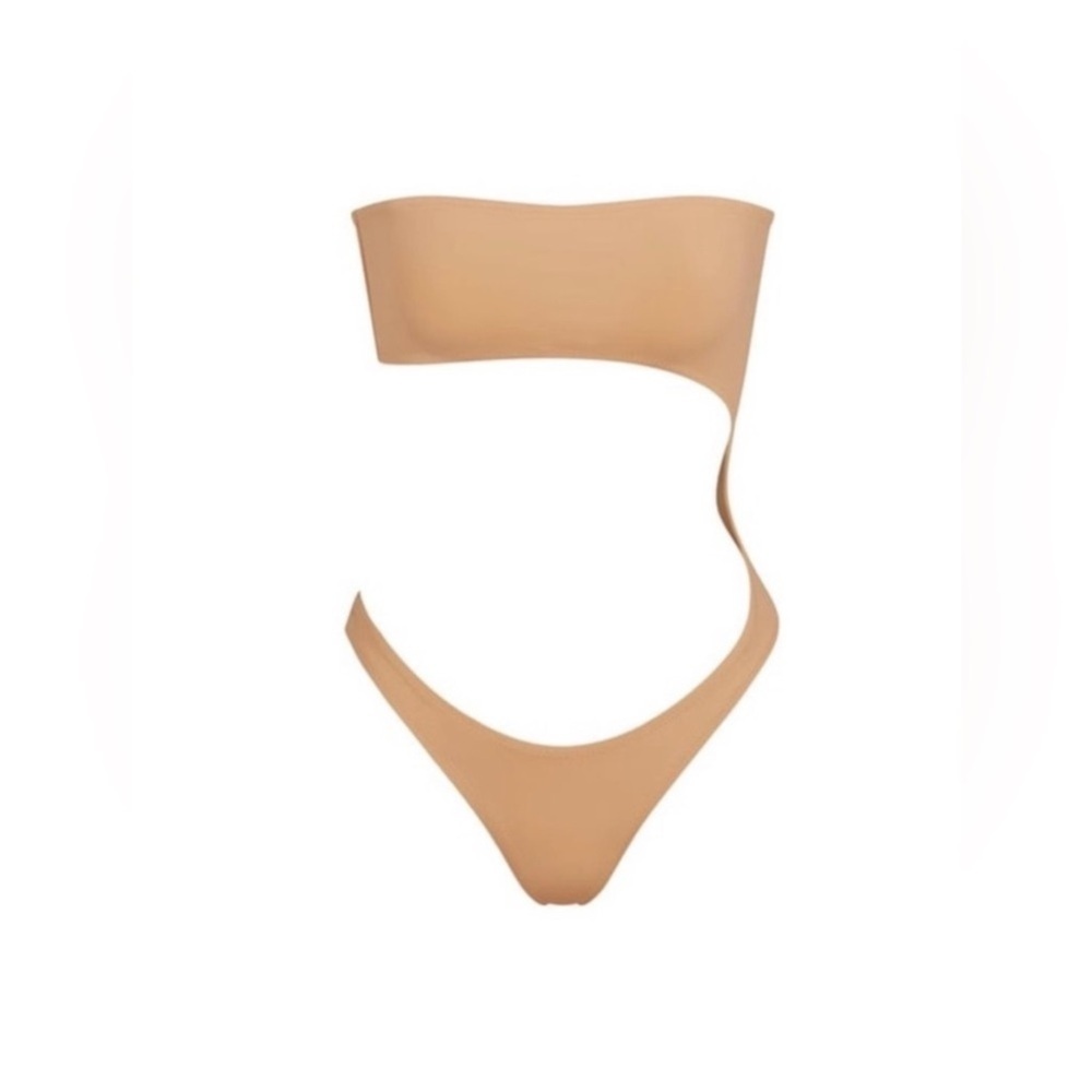 Skims Swim Monokini Cut Out with removable straps Swimsuit ochre One Piece 4x